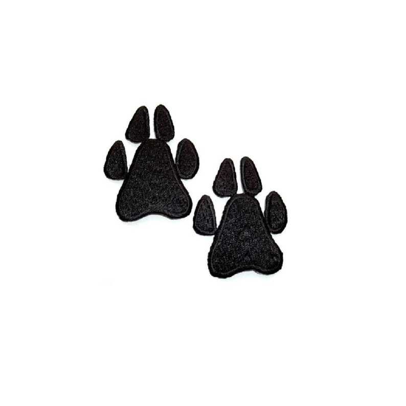 MED 2PCS Crafts Paw Prints Paws 2 H Pet Black Embroidered Iron On Patches