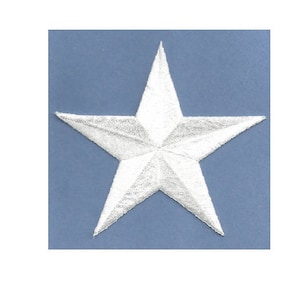 One ( 1 ) Star - White - Embroidered Stars Iron On Patch - Patriotic - Costumes - Hats - Crafts - 3"