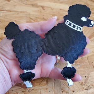 Poodle - Dog - Black - 50&#39;s Poodle Skirt Embellishment - Embroidered Iron On Applique Patch - 6&quot;