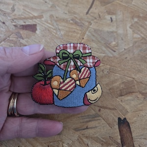 Country Jar - Canning - Preserves - Apple - Embroidered Iron On Applique Patch