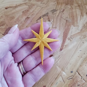 Nativity Star- Christmas Star - Crafts - Yellow Gold Embroidered Iron On Applique Emblem Patch -  2  1/2"H