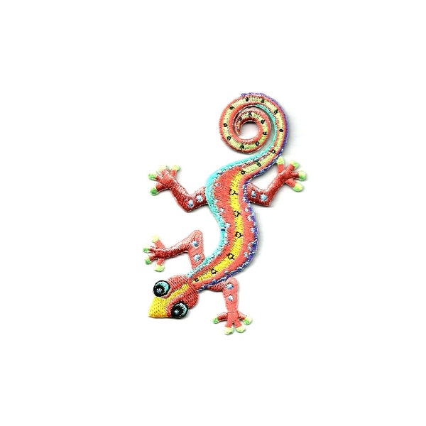 Gecko - Southwestern Lizard - Multi-Colored Iron On Applique Patch - Crafts - LG-L