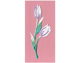 Tulips - Spring - Garden - Flower - Embroidered Iron On Applique Patch - A