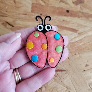 Ladybug - Insect - Polka Dots - Shimmering W/Embroidered Dots Iron On Patch - Crafts