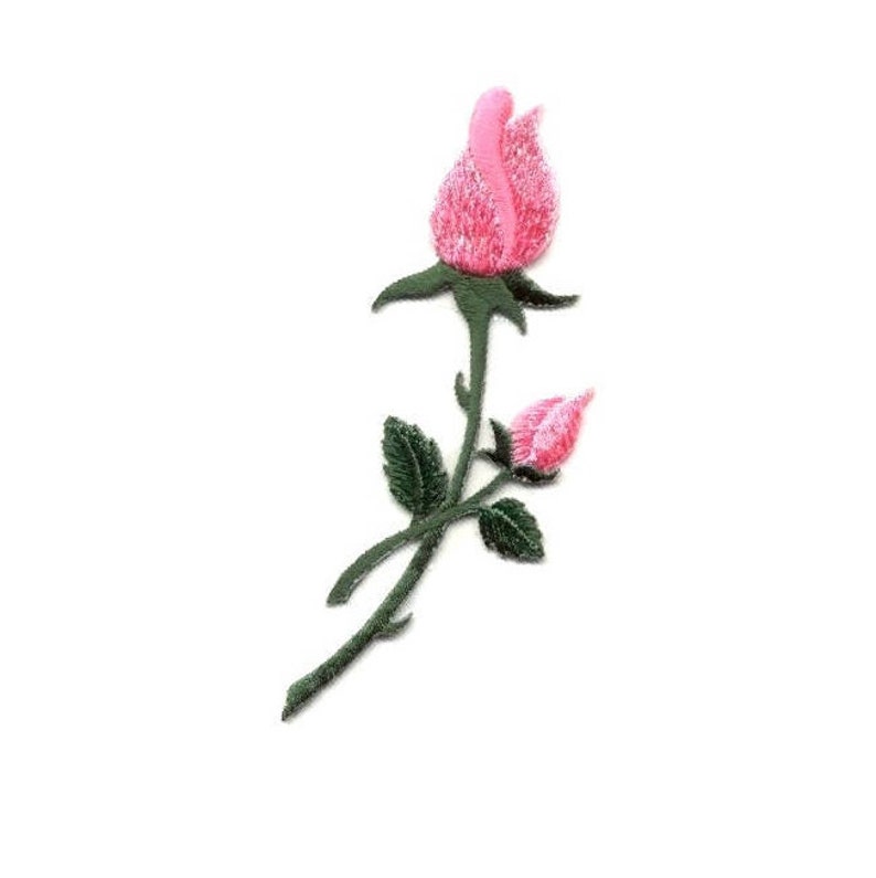 Rose Pink Rosebud Gardening Shimmering Embroidered Iron Etsy