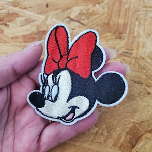 Minnie Mouse  - Cartoon - Red Bow - Embroidered Iron On Applique Patch - Crafts