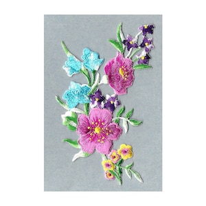 Flowers - Spring - Multi Group - flower Spray - Embroidered Iron On Applique Patch