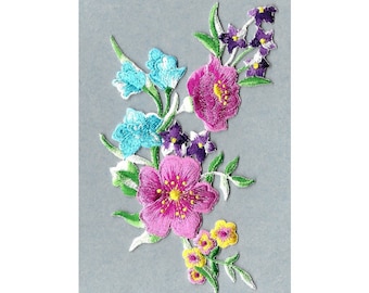 Flowers - Spring - Multi Group - flower Spray - Embroidered Iron On Applique Patch