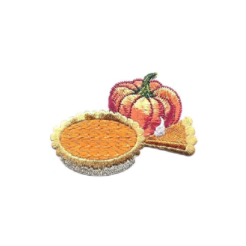 Thanksgiving Crafts Pumpkin Pumpkin Pie Dessert Embroidered Iron On Applique Patch Bakery Baking