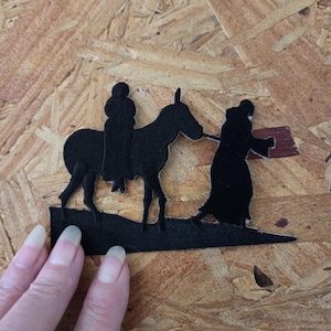 Holy Family - Advent - Christmas - Silhouette - Mary - Joseph - Bethlehem - Embroidered Iron On Applique Patch - Crafts