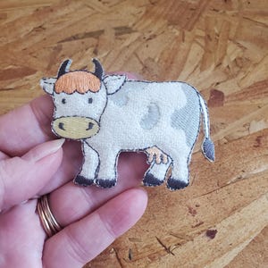 Cow - Farm - Dairy - Baby - Terry & Embroidered Iron On Applique Patch - Crafts