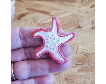 Starfish - Fish - Beach - Ocean - Tropical - Shimmering Embroidered Iron On Applique Patch