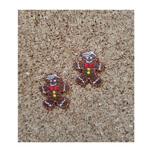 MINIS** - Gingerbread Man - Christmas - Winter - Embroidered Iron On Applique Patch - **MINIS** Set Of 2