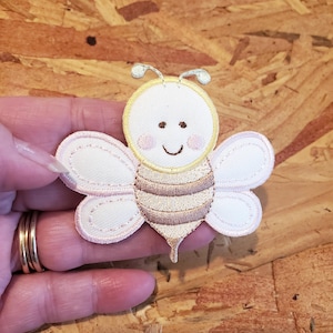 Bumblebee - Bumble Bee - Honey - Baby - Pink - Embroidered Iron On Applique Patch