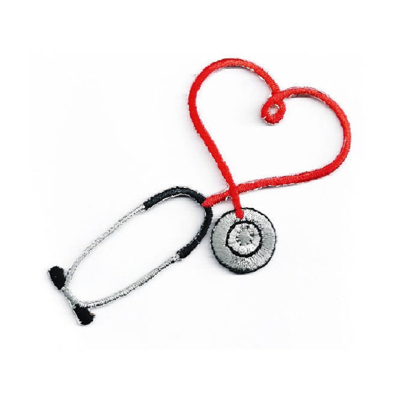 Embroidered Red Stethoscope Iron on Applique Patch Medical Etsy