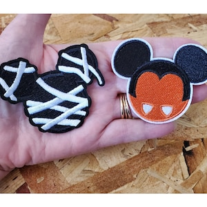Mickey Mouse - Halloween - Mummy - Vampire - - Embroidered Iron On Applique Patch - Crafts - 2PC