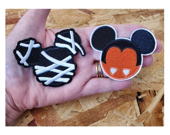 Mickey Mouse - Halloween - Mummy - Vampire - - Embroidered Iron On Applique Patch - Crafts - 2PC