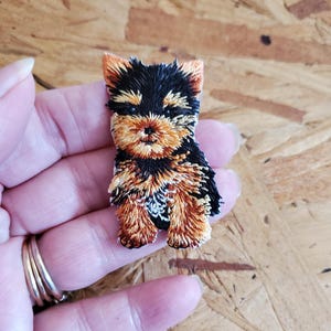Dog - Teacup Yorkie - Yorkshire Terrier - Pet - Embroidered Iron On Patch - Crafts - 2"H