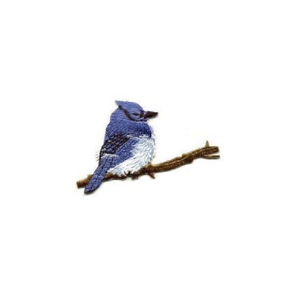 Bird - Blue Jay - Bird Watching - Embroidered Iron On Applique Patch - Crafts