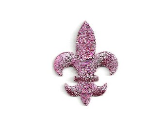 Lot Of 2 Metallic Silver Fleur De Lys Lis Embroidered Patch - Iron-On SCA