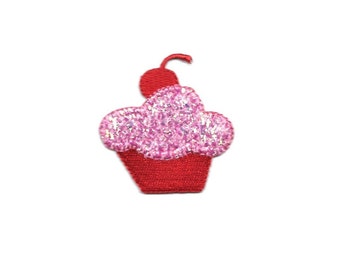 Cupcake - Sweet - Dessert - Cherry - Bakery - Embroidered Iron On Applique Patch - Crafts