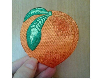 Peach - Fruit - Georgia - Baking - Embroidered Iron On Applique Patch - Crafts