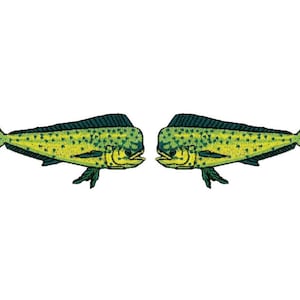Fishing - Mahi Mahi - Dorado - Fish - Deep Sea Fishing - Sportfishing - Embroidered Iron On Patch - Set Of 2 - SM