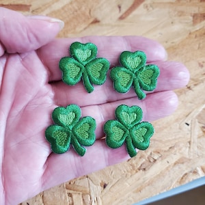 SHAMROCK LOVE ~ St. Patrick&#39;s Day - Irish - Embroidered Iron On Applique Patch - Set Of Four SMALL 1&quot;