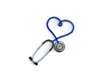 Embroidered Blue Stethoscope Iron On Applique Patch - Medical - Nurse - Doctor - Scrubs - CRAFT PROJECTS