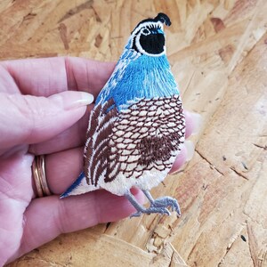Bird - Quail  - Southwest - Desert - Embroidered Iron On Applique Patch - LG-R