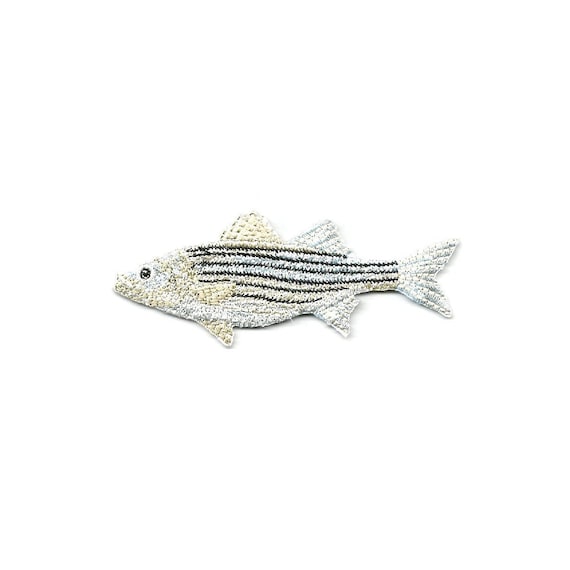 Fishing Fish Bass Striped Bass Sports Embroidered Iron on Patch L -   Canada