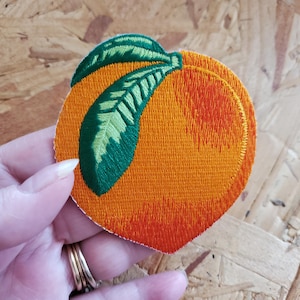 Peach - Fruit - Georgia - Baking - Embroidered Iron On Applique Patch - Crafts