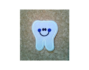 Tooth - Teeth - Dentist - Dental Hygienist - Orthodontist - Embroidered Iron On Patch - Crafts