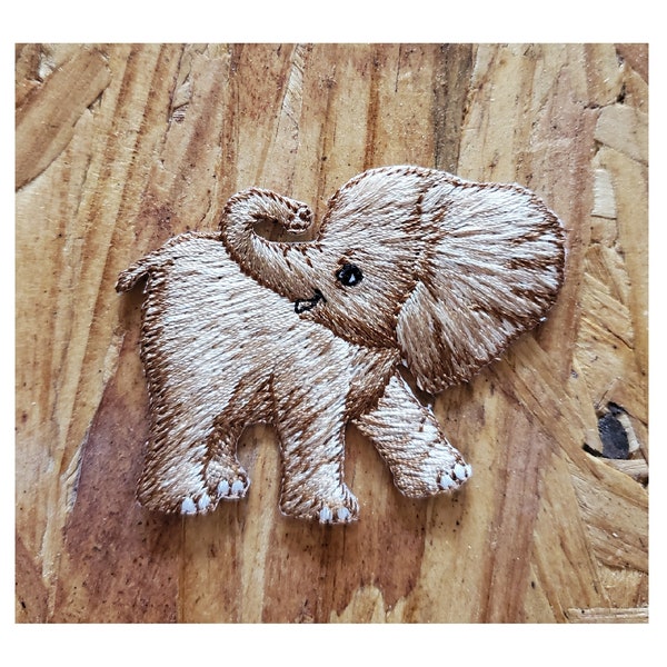 Baby Elephant - Wild Animal - Zoo - Circus - Embroidered Iron On Patch - Crafts, Sewing, Quilts