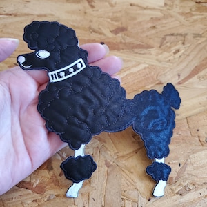 Poodle - Dog - Black - 50's Poodle Skirt Embellishment - Embroidered Iron On Applique Patch - 6" - L