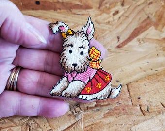 Dog - Terrier - Puppy - Pet - Embroidered Iron On Applique Patch - Crafts