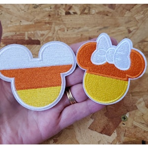 Mickey Minnie Mouse - Candy Corn - Fall - Halloween - Embroidered Iron On Patch - Set Of 2