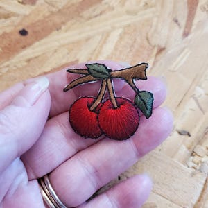 Cherries - Fruit - Baking - Kitchen - Embroidered Iron On Applique Patch  - Crafts