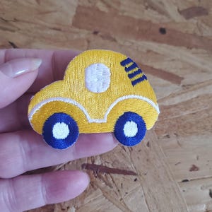 Car Iron On Patch - Toy - Crafts - Yellow - Embroidered - Boys