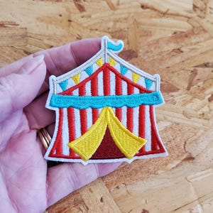 Circus Tent - Circus - Fair - Clowns - Acrobats - Embroidered Iron On Patch  - Crafts, Birthday