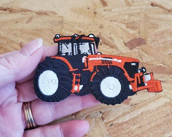 Farm Tractor - Farm Equipment - Farmer - Red - Fully Embroidered Iron On Patch - Right - Crafts