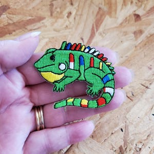 Lizard - Iguana - Southwest - Childrens Colorful Embroidered Iron On Applique Patch - Crafts - School