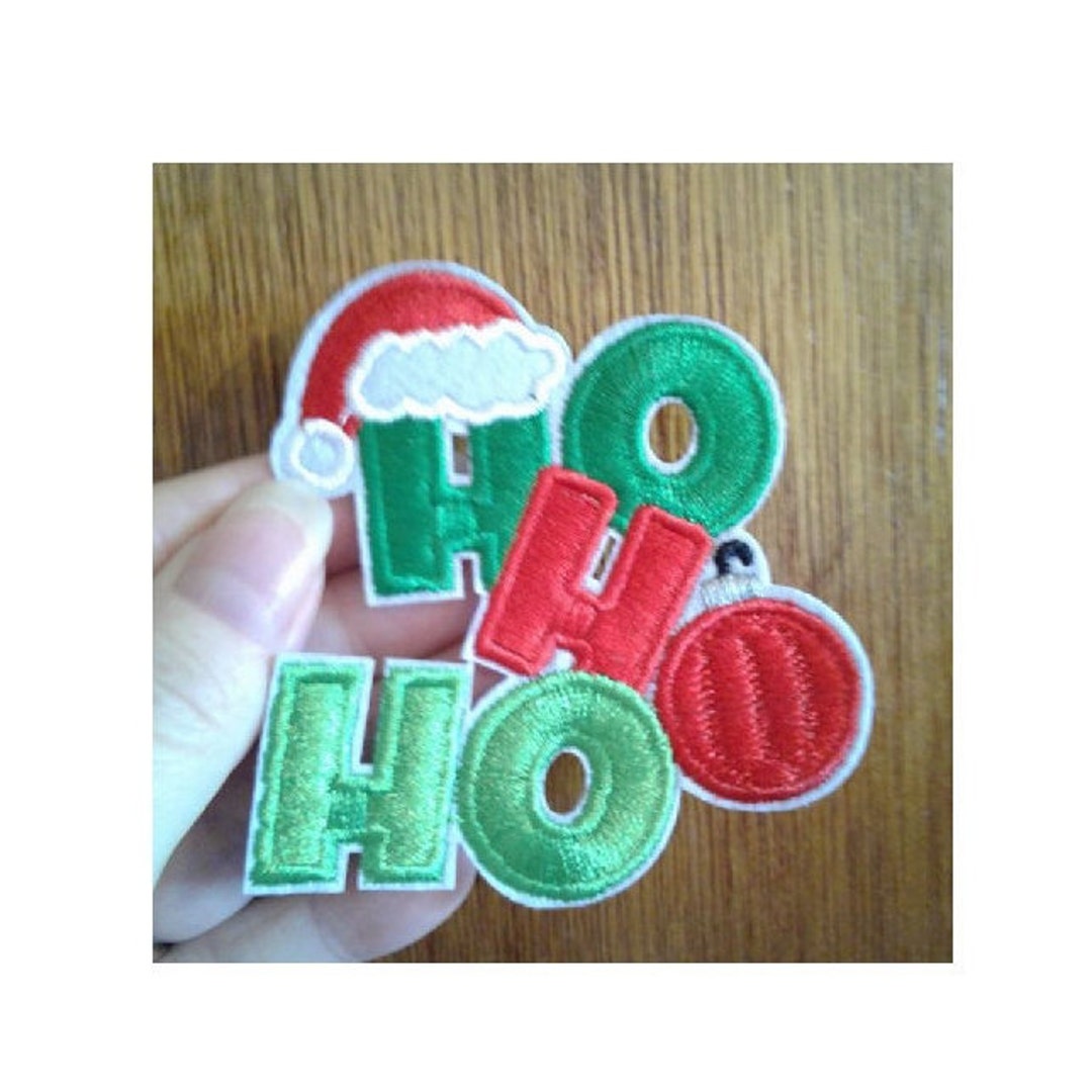 Ho Ho Ho - Santa Hat - Christmas - Embroidered Iron on Applique Patch ...