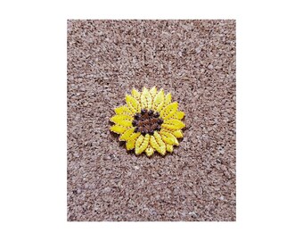 Cabeza de girasol - Helianthus - Jardín - Jardinería - Primavera - Flores - Hierro bordado en parche de apliques - Artesanías