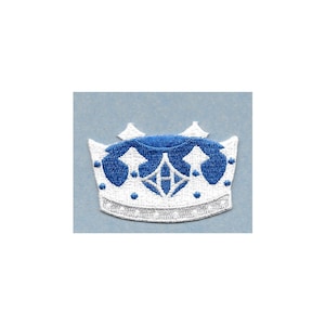 Crown Iron On Applique Patch - King - Royal Blue/Gray - Embroidered - Crafts - Prom - Shirt Logo
