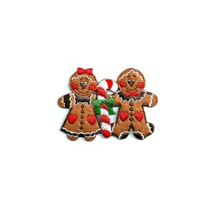 Gingerbread Couple - Dad - Mom - Christmas - Winter - Embroidered Iron On Applique Patch - Crafts