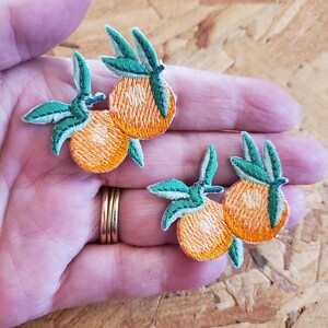 Fruit - Oranges - Orange - Citrus - Food - Health - Face Masks - Embroidered Iron On Applique Patch - 2PCS - C