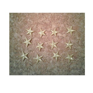 Stars - Embroidered Metallic Gold Star Iron On Patches  - School, Awards, Crafts - Set Of 12 - 7/8&quot;
