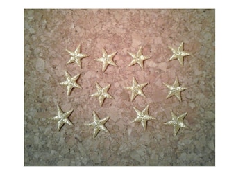 Stars - Embroidered Metallic Gold Star Iron On Patches  - School, Awards, Crafts - Set Of 12 - 7/8"
