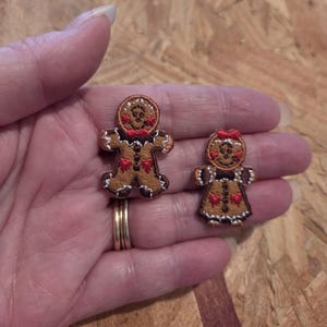 Gingerbread - Boy & Girl - Christmas - Winter - Cookie - Embroidered Iron On Applique Patch - Face Mask Decor - Crafts - MINI SET
